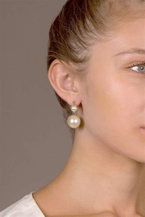 dior hoop|dior pearl earrings.